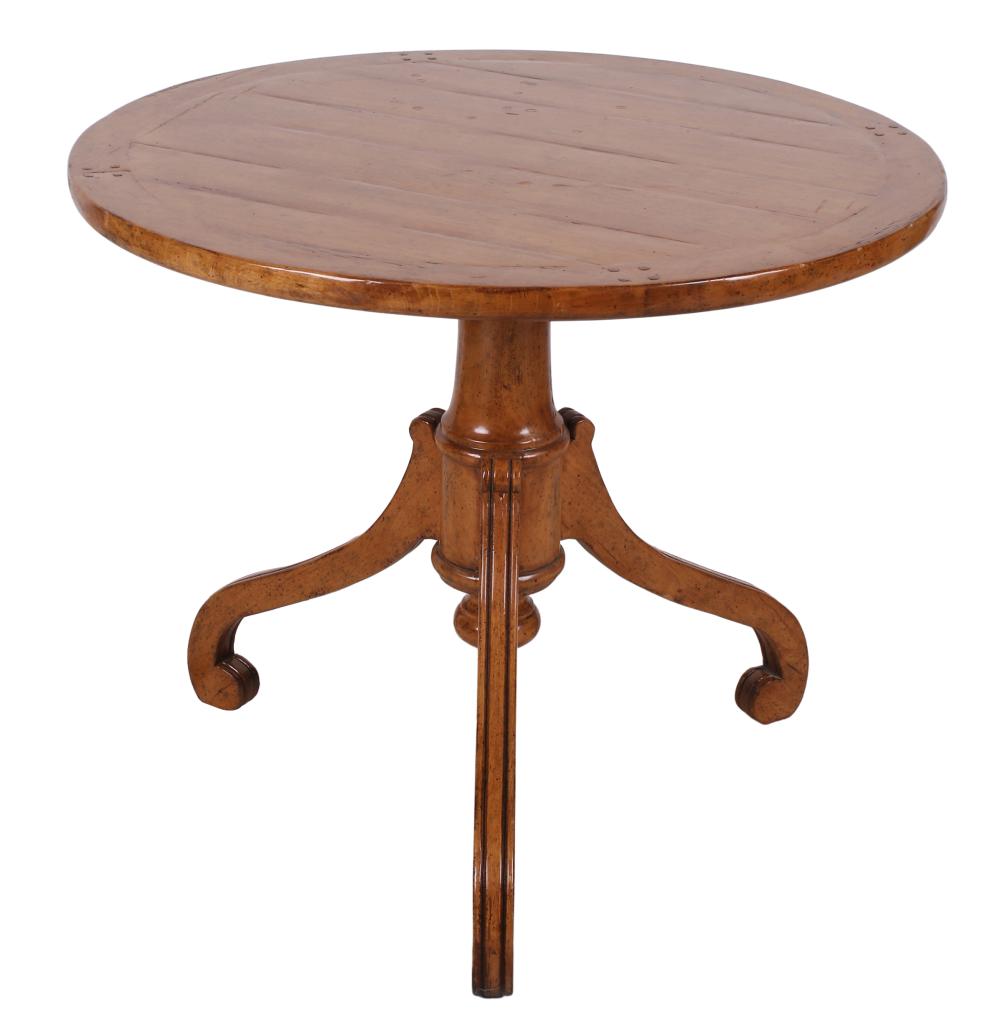 Appraisal: FRUITWOOD TRIPOD OCCASIONAL TABLE th century hand-signed to underside of