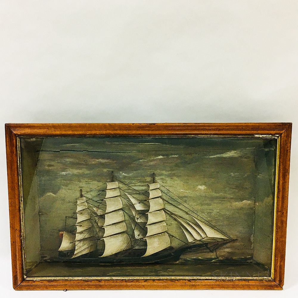 Appraisal: Carved and Painted Diorama of an English Ship Carved and