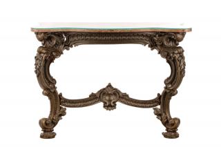 Appraisal: Cast Iron Rococo Revival Console with Marble Top Continental late