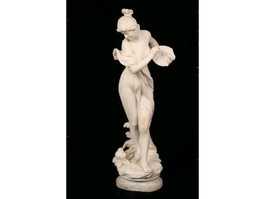 Appraisal: C OLIVIERI A CARVED MARBLE STATUE of an Art Nouveau