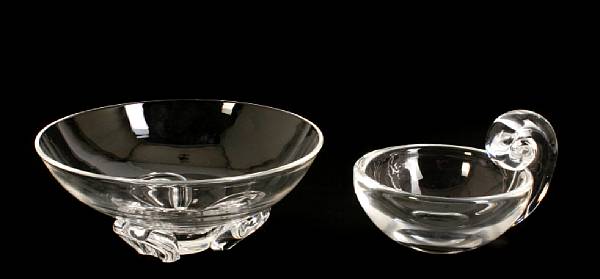 Appraisal: Two Stueben clear glass bowls comprising a nut bowl model