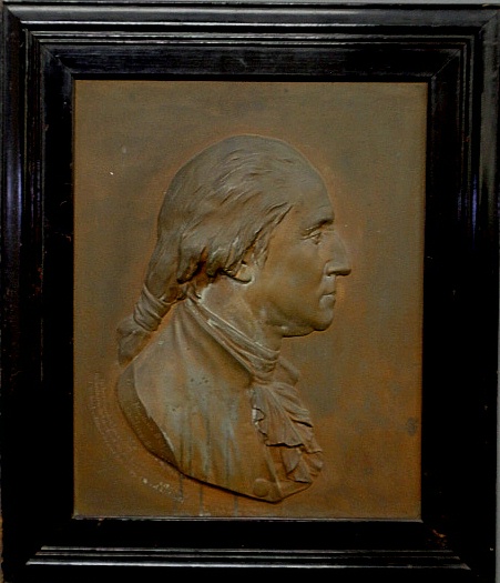 Appraisal: - Faux bronze metal raised relief side profile of George