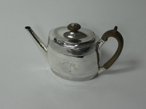 Appraisal: A George III silver teapot Henry Chawner London of oval