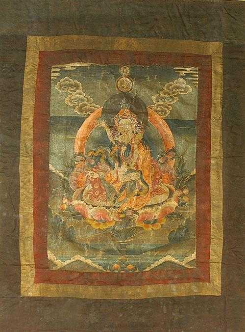 Appraisal: THANGKA DEPICTING PADMASAMBHAVA Tibet th century x cm Fine quality