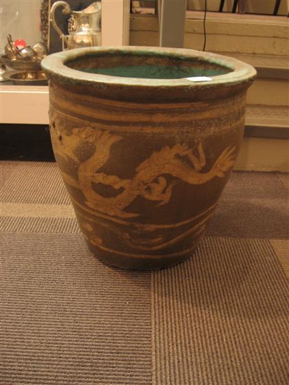 Appraisal: Pair of Chinese earthenware planters th Century H in Dia