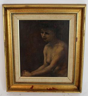 Appraisal: Oil on canvas seated nude signed Max Logsdon Oil on