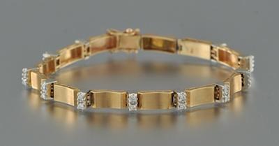 Appraisal: A Ladies' Diamond and Gold Bracelet k yellow gold bracelet