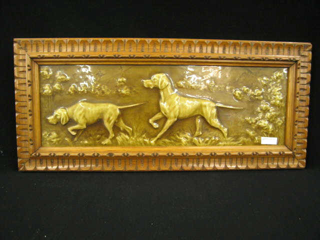 Appraisal: Victorian Art Pottery Tile Plaque of Dogs pointers on the