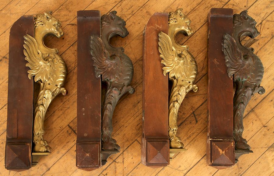 Appraisal: SET TH CENTURY FRENCH BRONZE GRIFFIN MOUNTS A set of