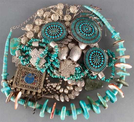 Appraisal: Assorted silver and turquoise jewelry ozt total Estimate - Any