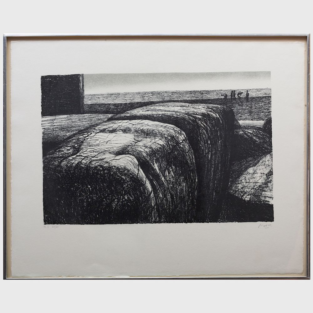 Appraisal: Henry Moore - Fallen Giant Lithograph in black on wove