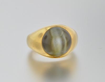 Appraisal: A Gentleman's Cats Eye Chrysoberyl Ring k yellow gold gypsy