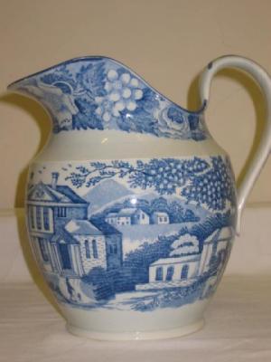 Appraisal: A PEARLWARE TOILET JUG of baluster form with shaped rim