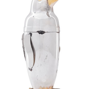 Appraisal: A Napier Silver-Plate Penguin Form Cocktail Shaker th Century Height