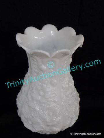 Appraisal: Vintage Milk Glass Rose Pattern Large Vase From the 's