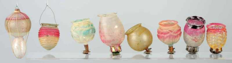 Appraisal: Lot of Frosted Blown Glass Ornaments Description Includes six clip-ons