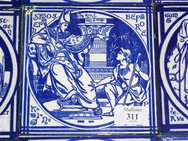 Appraisal: NINE MINTON AND OTHER TILES circa blue and white depicting