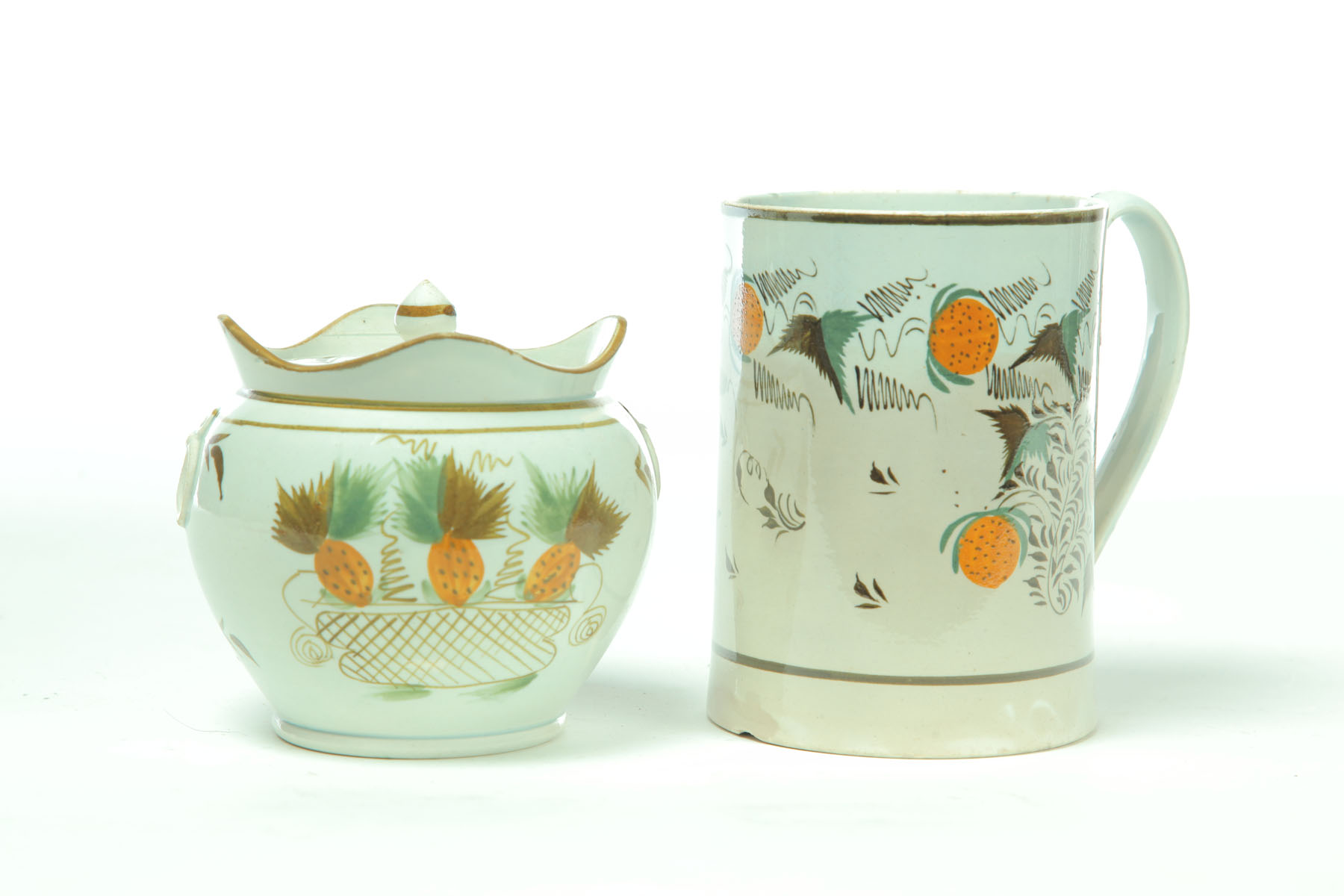 Appraisal: LEEDS MUG AND COVERED SUGAR BOWL England st quarter- th