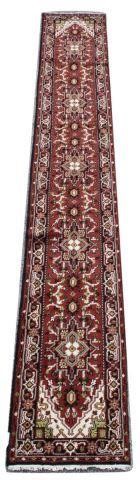 Appraisal: Hand-tied Persian Heriz runner rug approx 'l ' w