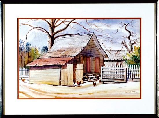 Appraisal: Horace Talmage Day Virginia - CHICKEN COOP IN FARMYARD watercolor