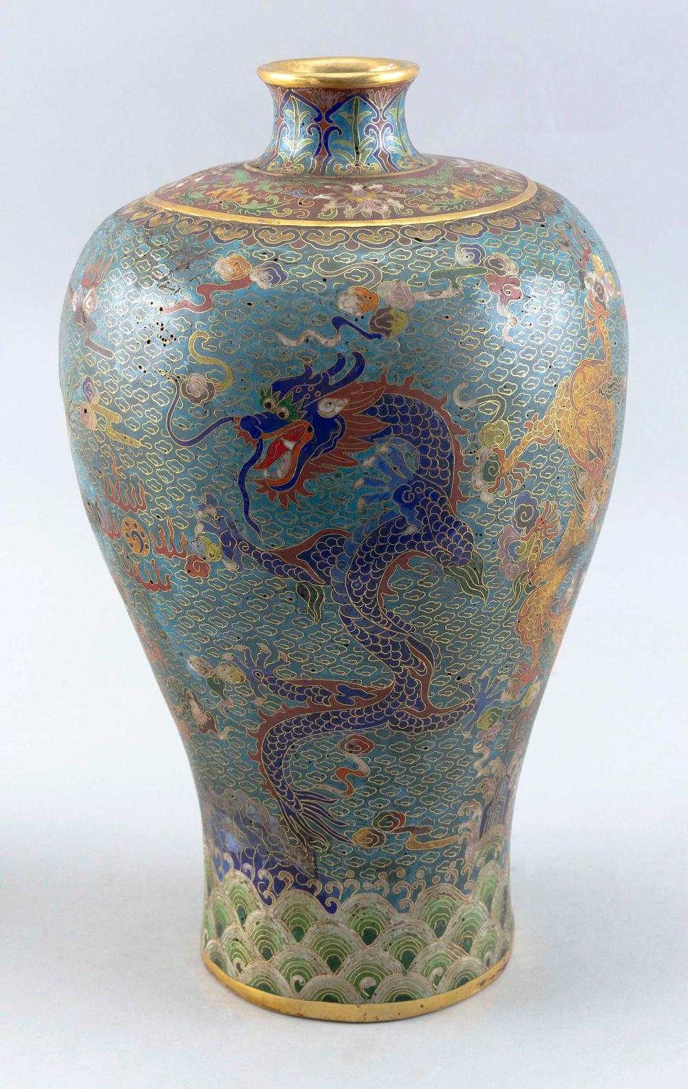 Appraisal: CHINESE CLOISONNE ENAMEL MEIPING VASE LATE TH EARLY TH CENTURY