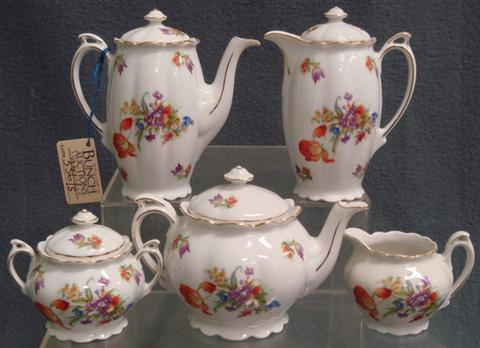 Appraisal: Floral decorated Czecheslovakian porcelain teaset pots creamer suger tallest no