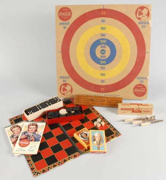 Appraisal: Lot of Coca-Cola Games in Box Description Includes cribbage board