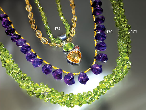 Appraisal: FACETTED AMETHYST DROP NECKLACE WITH HIGH-KARAT GOLD Since purple is