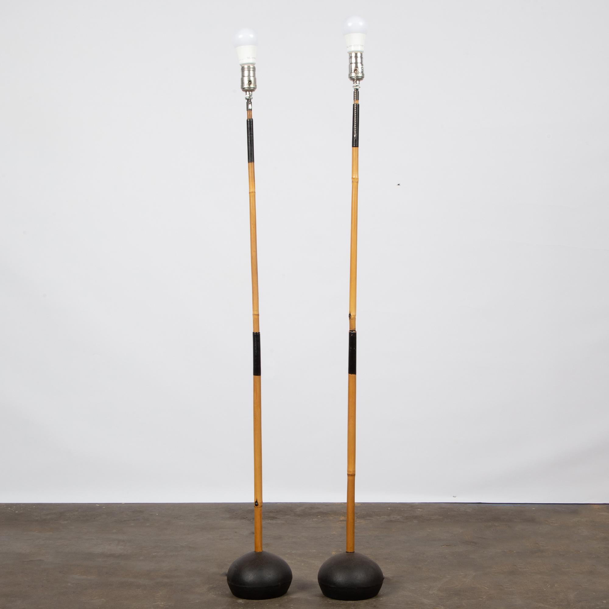 Appraisal: PAIR OF NOGUCHI AKARI BAMBOO FLOOR LAMPS Early Isamu Noguchi