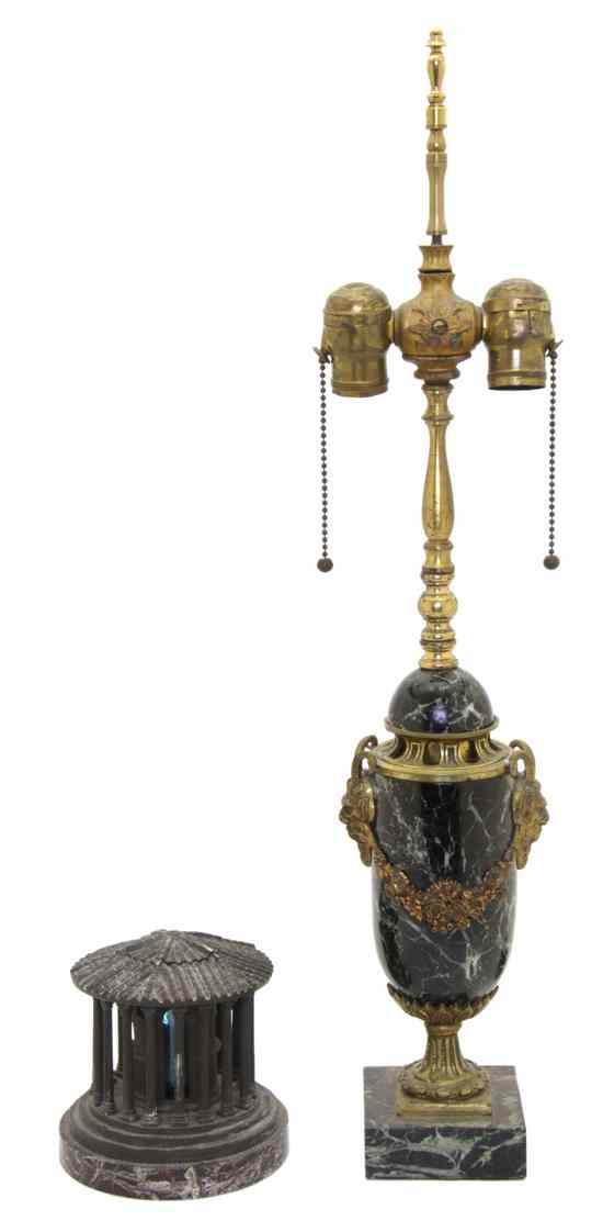 Appraisal: A Neoclassical Gilt Bronze Mounted Marble Urn the festoon decorated