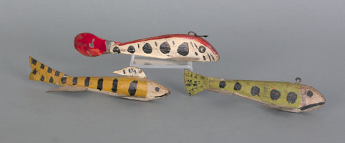 Appraisal: Three fish decoys mid th c longest - l