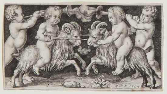 Appraisal: Nicolaes de Bruyn a scene from Aesop's fables showing putti