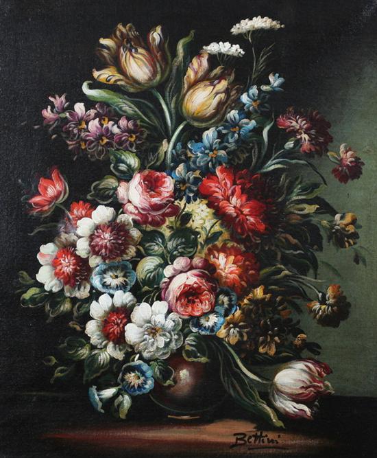 Appraisal: BETTINI Italian th century STILL LIFE WITH FLOWERS signed lower