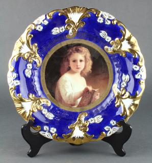 Appraisal: Royal Vienna style cobalt cabinet plate Royal Vienna style cobalt