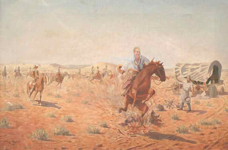 Appraisal: Mayer Clint American th Century Western Illustration Style Oil on