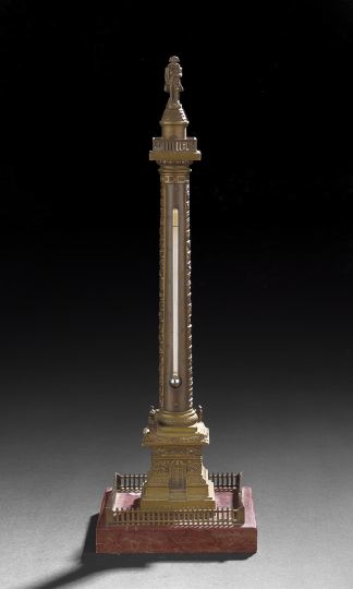 Appraisal: French Grand Tour Bronze Desk Thermometer fourth quarter th century