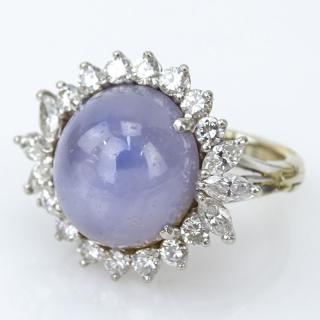 Appraisal: Vintage Approx Carat Cabochon Star Sapphire Carat Round Brilliant Cut