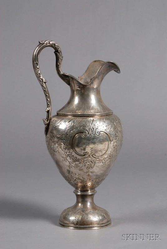 Appraisal: Large American Coin Silver Ewer mid- th century unmarked with