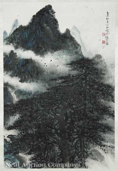 Appraisal: Chinese School th c three paintings including Yellow Mountain Scenic