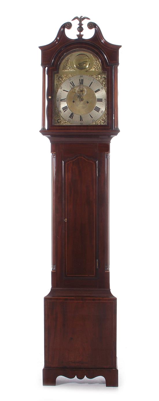 Appraisal: English inlaid mahogany longcase clock early th century broken-arch pediment