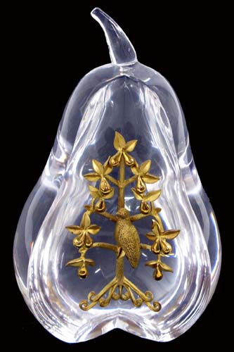 Appraisal: STEUBEN CRYSTAL PARTRIDGE IN A PEAR TREE SCULPTURE having a