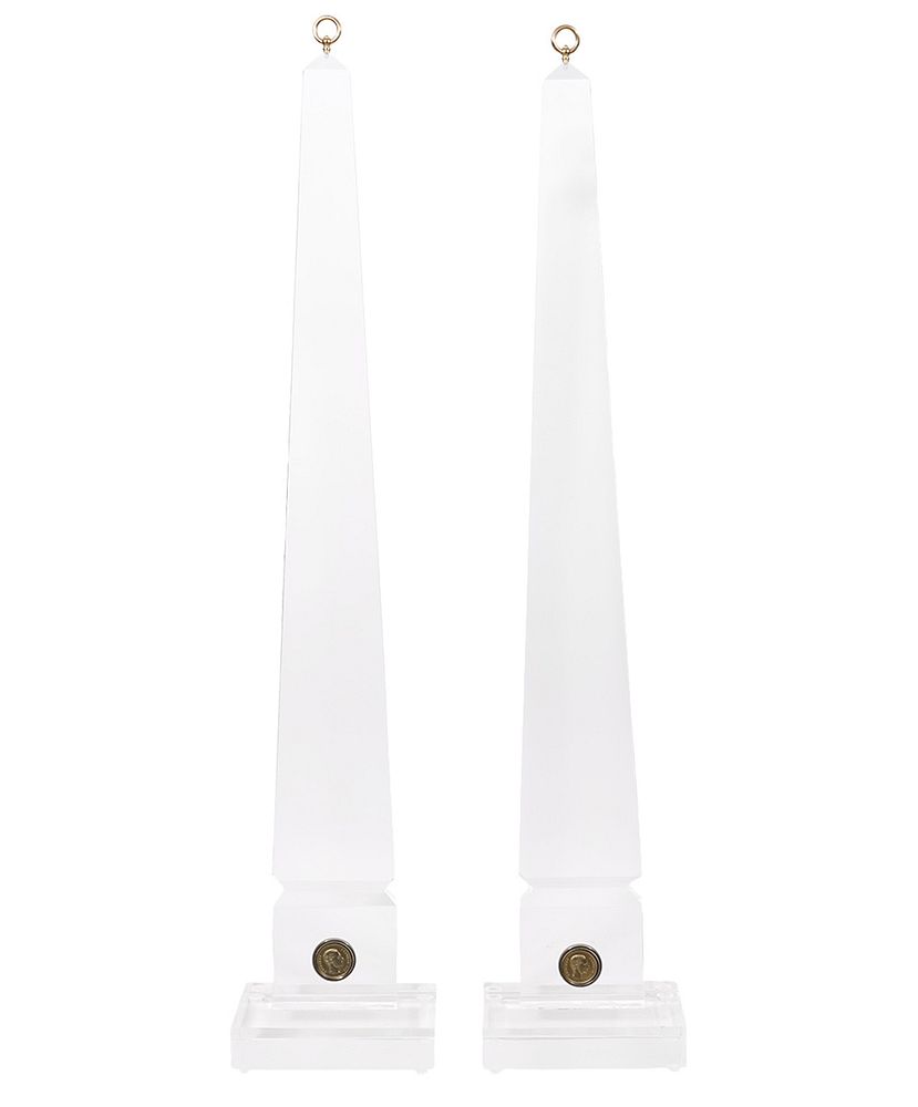 Appraisal: Pr Tall Lucite 's Obelisks Pair of tall lucite obelisks