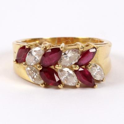 Appraisal: A ruby and diamond dress ring the stones of stylised