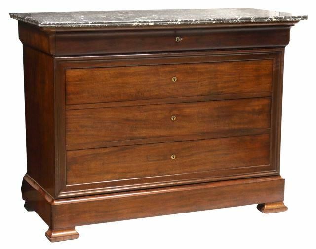 Appraisal: French Louis Philippe period marble-top mahogany commode mid th c