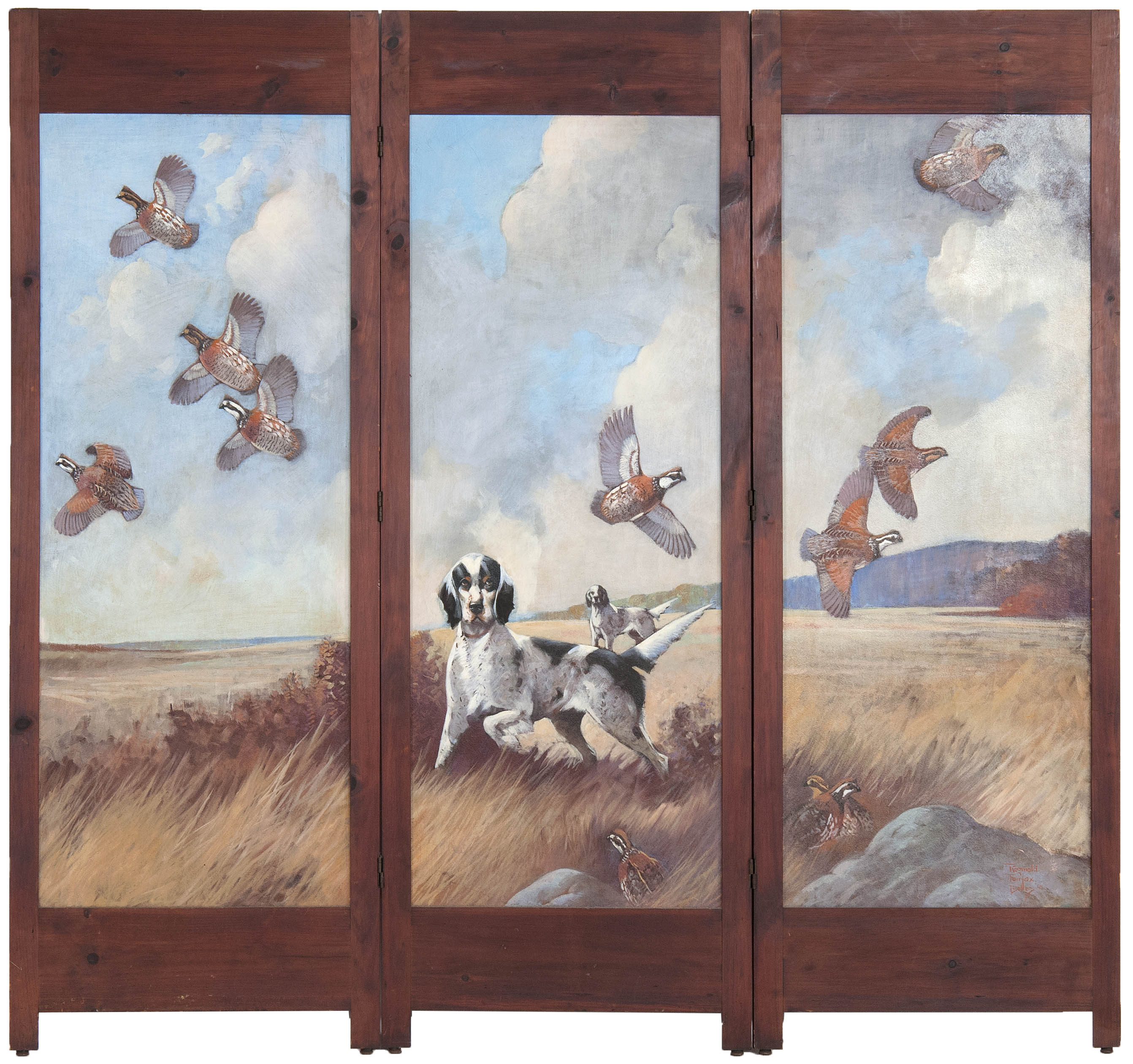 Appraisal: REGINALD REGGIE FAIRFAX BOLLESMassachusetts - Three-panel folding screen with painted