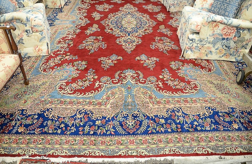 Appraisal: Kirman Oriental carpet ' x ' Kirman Oriental carpet '