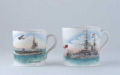 Appraisal: Naval interest two Shelley mugs one decorated with a submarine