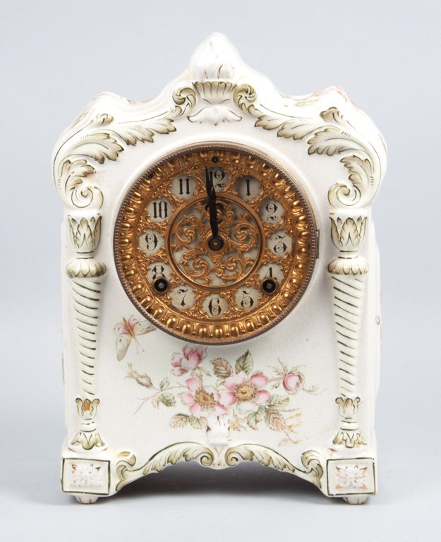 Appraisal: Ansonia ceramic mantel clock late th century early th century