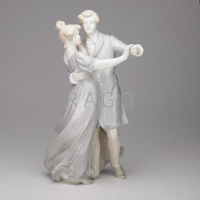 Appraisal: GOLDSCHEIDER Porcelain statue of waltzing young couple Austria early th