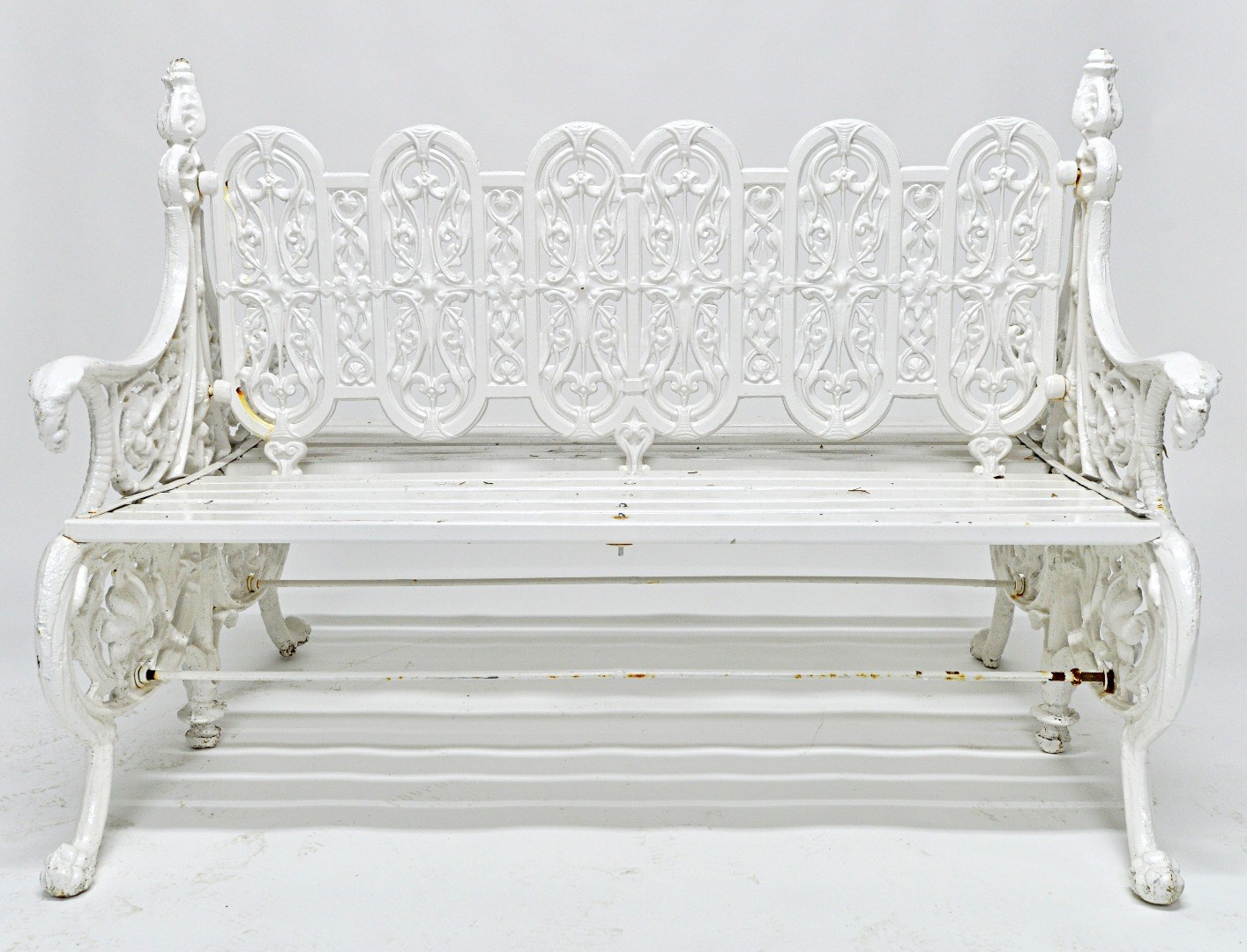 Appraisal: A Coalbrookdale style cast iron white painted double sided garden